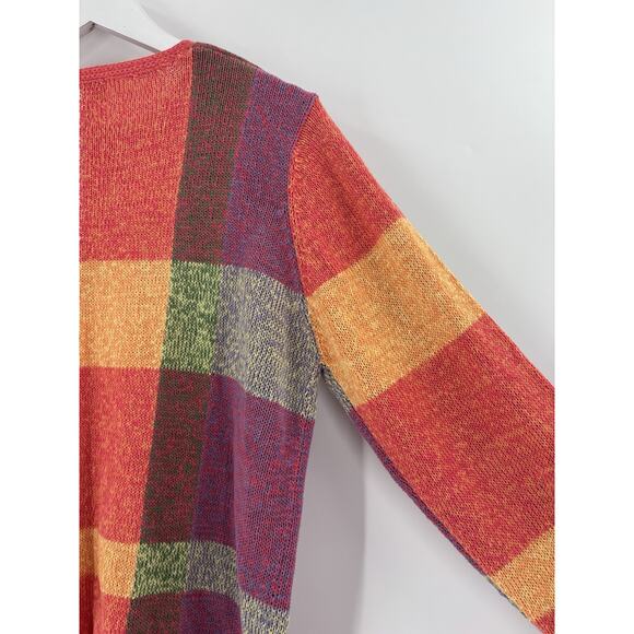 Coldwater Creek Cardigan Sweater Womens Large Multicolor Patchwork Button Knit - Picture 12 of 16